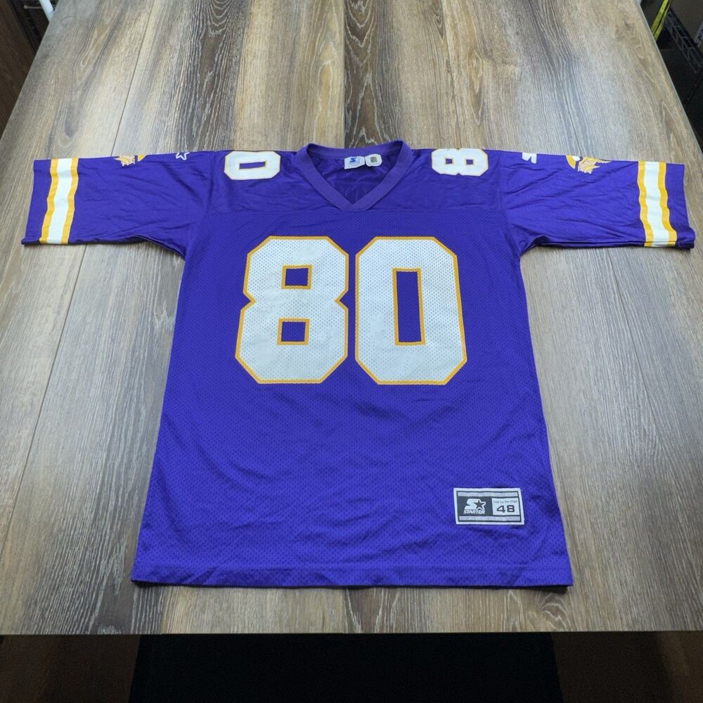 Cris Carter Jersey Mens L 48 Purple Minnesota Vikings Starter NFL Football Team - Picture 3 of 13